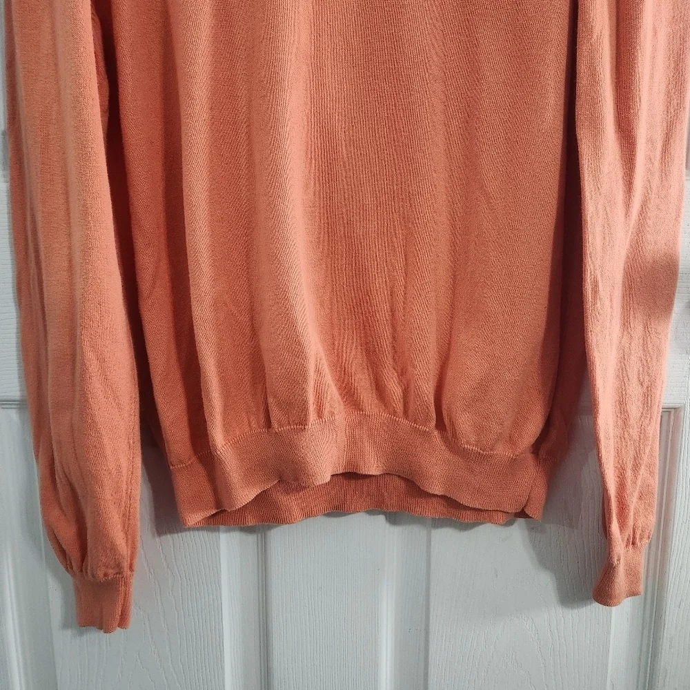 Brooks Brothers 100% supima cotton crew neck knit sweater orange preppy men LG